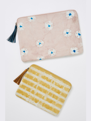 Shibori Leather Tech Pouch