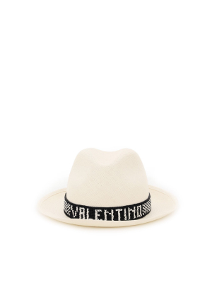 Valentino X Borsalino Logo Embellished Fedora Hat