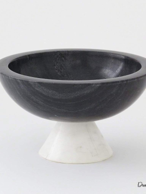 Global Views Marble Round Bowl Black