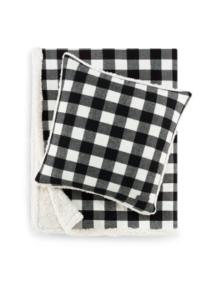 50"x60" Cabin Plaid Throw Blanket With Square Throw Pillow Set- Eddie Bauer