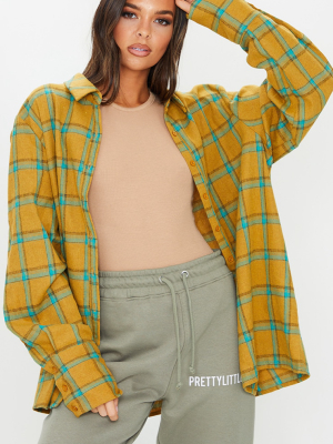 Mustard Checked Oversized Shirt