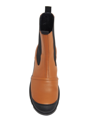 Rubber-paneled Leather Chelsea Boots