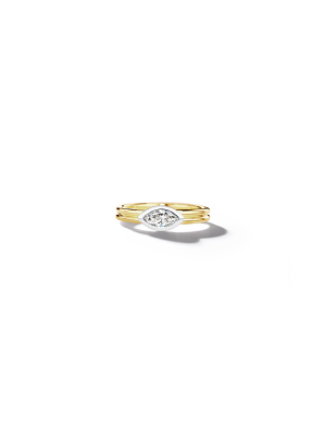 East/west Marquise Diamond Double Band Ring