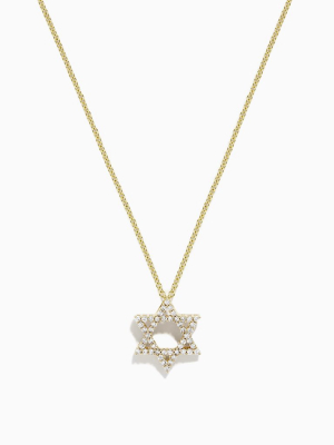 Effy 14k Yellow Gold Diamond Star Of David Pendant, 0.24 Tcw