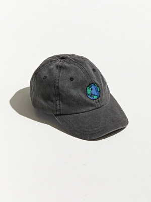 Earth Embroidered Washed Baseball Hat