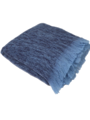 Xl Luxe Mohair Bed Throw Sapphire/light Blue