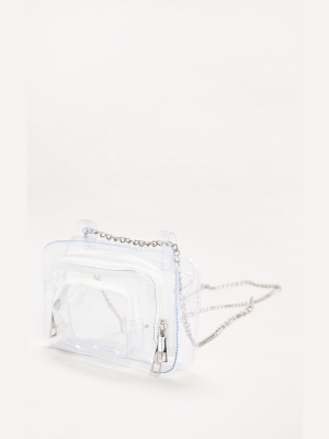 White Clear Pu Chain Belt Bag