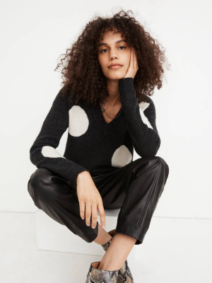 Dotted Bartlett V-neck Pullover Sweater In Coziest Yarn