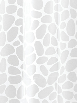 Interdesign Pebblz Soft-touch Peva Shower Curtain - Geometric White