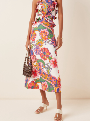 The Lovestruck Printed Linen Midi Dress