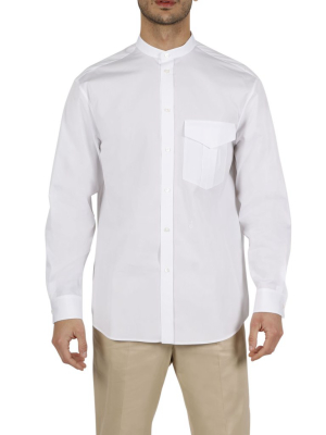 Jil Sander Mandarin Collar Long-sleeve Poplin Shirt