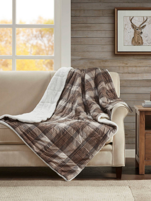 50"x70" Lumberjack Softspun D/a Filled Lumbar Throw Blanket Brown - Woolrich