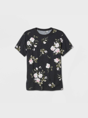 Men's Floral Print Short Sleeve T-shirt - Original Use™ Black
