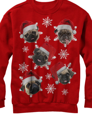 Men's Lost Gods Ugly Christmas Pug Snowflakes Sweatshirt