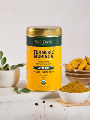 Turmeric Moringa Latte, Golden Milk Powder, 3.53oz
