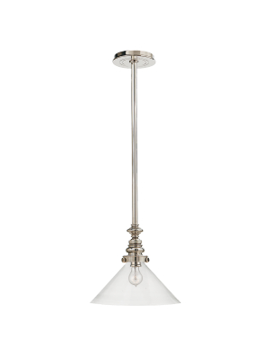 Boston Pendant In Polished Nickel With Clear Glass Slant Shade