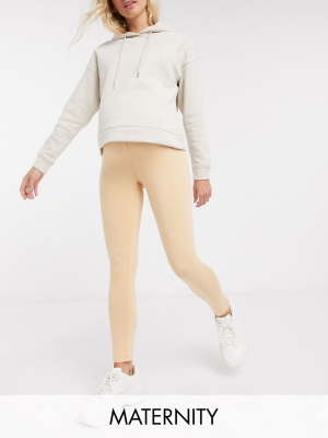 Missguided Maternity Leggings In Camel