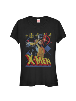 Junior's Marvel Ugly Christmas X-men Cyclops T-shirt