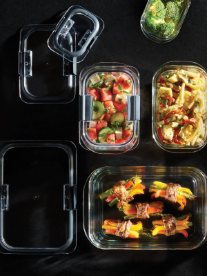 Rubbermaid 8pc Brilliance Glass Food Storage Containers, Set Of 4 Food Containers With Lids Bpa Free And Leak Proof