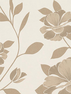 Floral Modern Nature Wallpaper In Brown And Cream Design By Bd Wall