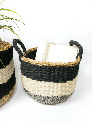 Ula Stripe Basket Set - Black