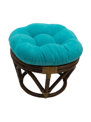 Rattan Ottoman With Micro Suede Cushion - International Caravan