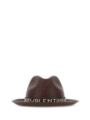 Valentino X Borsalino Logo Embellished Fedora Hat