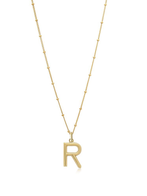 R Initial Necklace - Gold