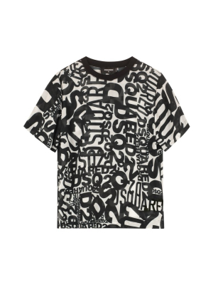 Dsquared2 Allover Logo Print Round Neck T-shirt