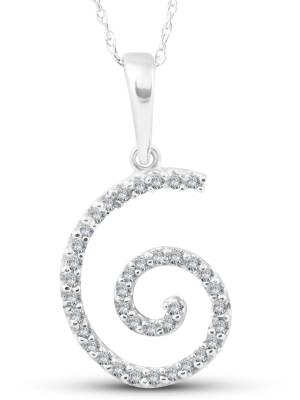 Pompeii3 1/10ct Diamond Spiral Pendant 14k White Gold