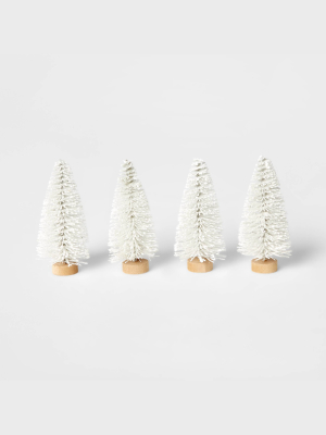 4pk Bottle Brush Tree Set White - Wondershop™