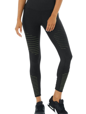 Airlift High-waist 7/8 Moto Legging - Black/highlighter