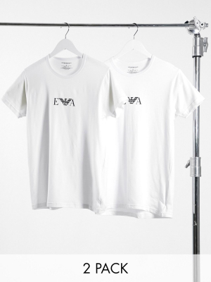 Emporio Armani Loungewear 2-pack Logo T-shirts In White