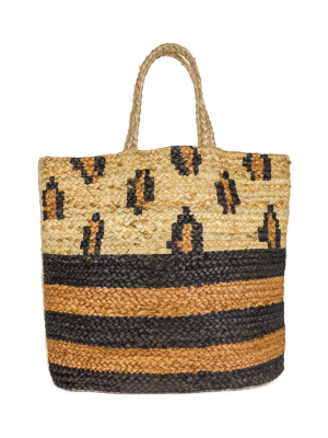 Straw Beach Tote Spring Jute Leopard Stripe Printed