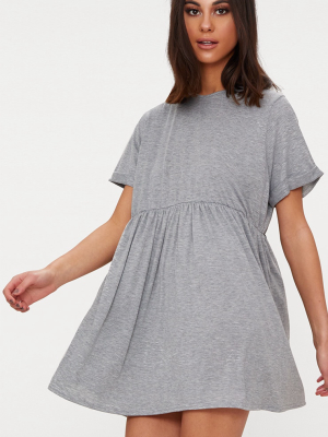 Grey Marl Jersey Oversized Smock Dress