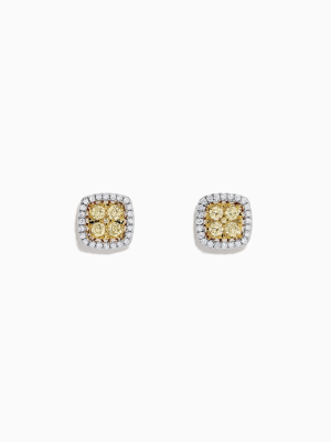 Effy Canare 18k Two Tone Gold Yellow And White Diamond Earrings, 0.54 Tcw