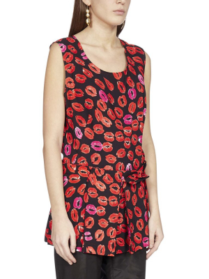 Marni Lip Printed Sleeveless Blouse