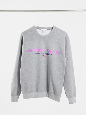 Topshop Sport Club Sweatshirt In Gray Marl