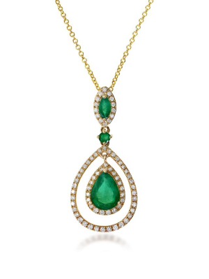 Effy Brasilica 14k Yellow Gold Emerald And Diamond Pendant, 1.43 Tcw