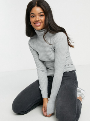 New Look Roll Neck Sweater In Gray