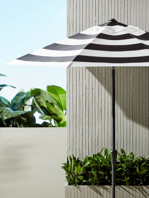 Shadow Round Black And White Stripe Umbrella Shade With Pole