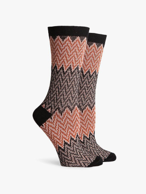 Current Dc Crew Socks - Black & Orange Chevron Print