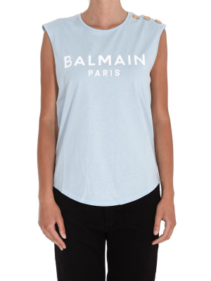 Balmain Logo Printed Tank Top