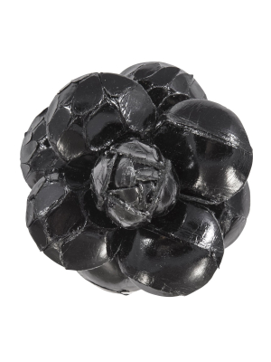 Fleur'd Python Lapel Pin- Onyx Camellia