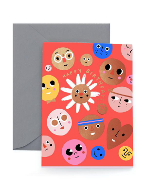 Happy Faces Foil Stamped Birthday Card
