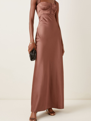 Bustier Satin Maxi Dress