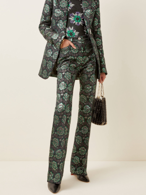 Metallic Floral Jacquard Blazer