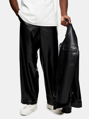 Black Pu Wide Leg Pants