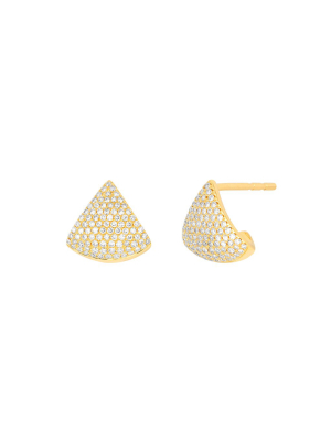 Chevron Diamond Studs - Yellow Gold