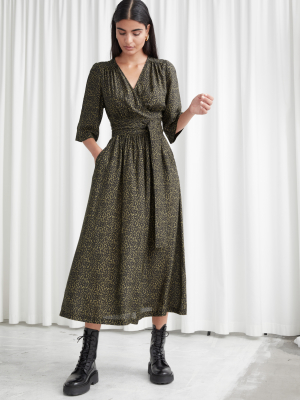 Relaxed Belted Midi Wrap Dress